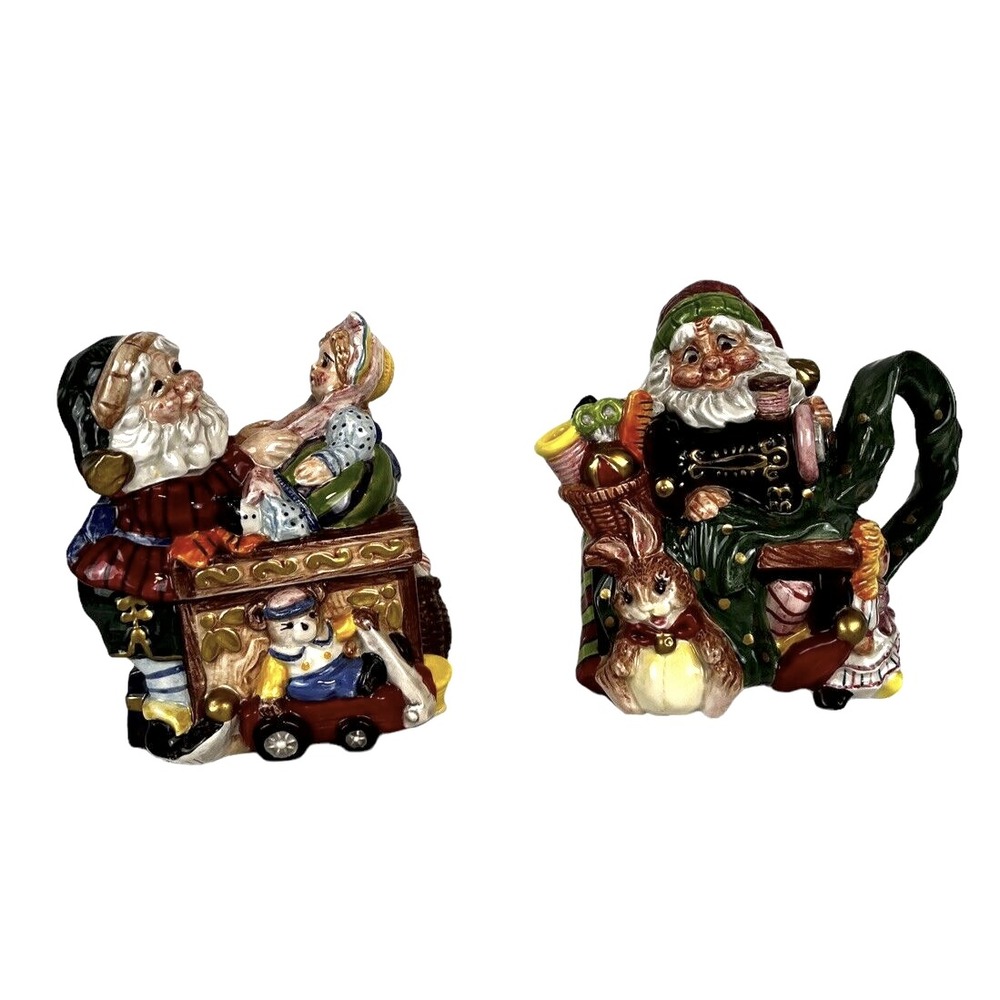 Fitz & Floyd Santas Workshop Christmas Creamer & Sugar Bowl Set No Spoon